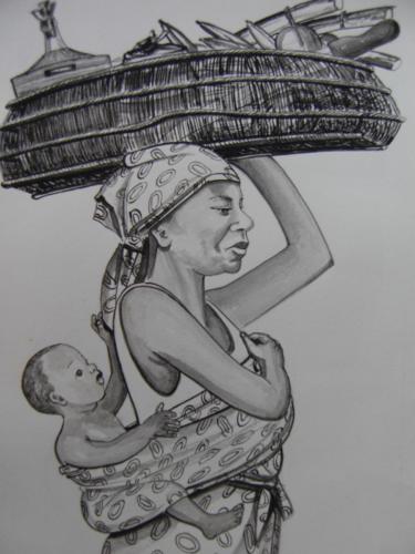 Brazza Femme Africain avec enfant